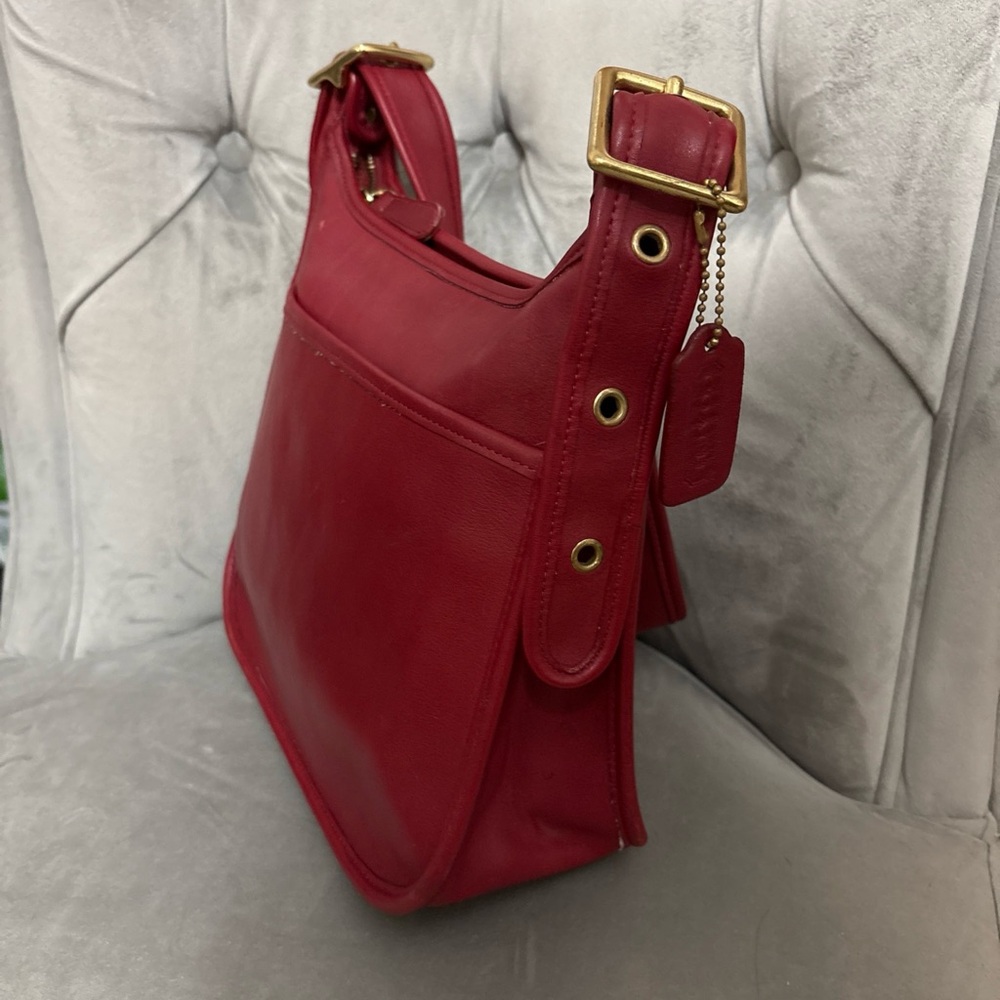 RARE RED Coach Legacy Zip Shoulder Bag 9966 - Picture 5 of 11